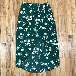 Urban Outfitters Green Floral Midi Skirt